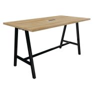 Table Cohésion hte 200x100 pied métal trapèze chêne vieilli/noir elec