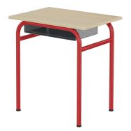 Table Delta casier 70 x 50 fixe T6 méla PP - hêtre/rouge  Ral 3000