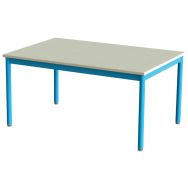 Table Elodie 120x80 T1 plateau sous cadre mélaminé beige époxy bleu Ral 5015