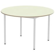Table Elodie Ø120 T6 plateau sous cadre mélaminé beige époxy gris
