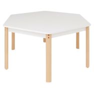 Table Ergo hexagonale T6 - blanc/hêtre