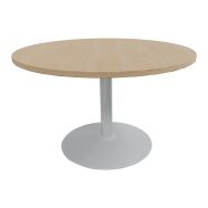 Table Evidence Ø 120cm pied central chêne clair pied alu