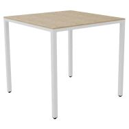 Table LOKI2 80 x 80 cm stratifié chêne de fil/acier blanc 9016