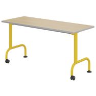 Table mobile 130x50 stratifié hêtre chants polyuréthane - Mobidecor