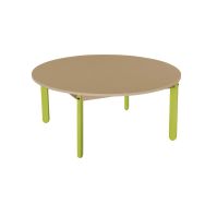 Table Lili Ø 120 cm T2 plateau hêtre piètement vert