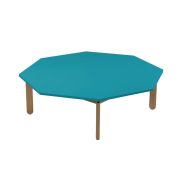 Table Lili octogonale, plateau couleur, piétement bois hêtre