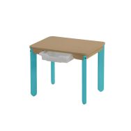 Table Lili rectangle plateau hêtre casier, piétement couleur