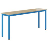 Table Lyra 180x40 cm T6 - 4 pieds mélaminé chants polypropylène hêtre/bleu