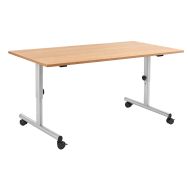 Table MIRE 120 x 80 cm rabattable réglable - stratifié hêtre 2112/alu gris 9006