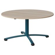 Table Malibu Ø 120 cm T3 - piètement central - stratifié ABS - acacia/bleu