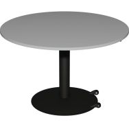Table Mano mobile hauteur réglable Ø120 cm - stratifié ABS gris perle/noir sablé