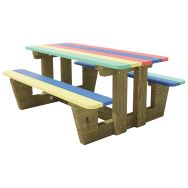 Table TUDY enfant pin CLIV plateau assises multicolor - Mobextan