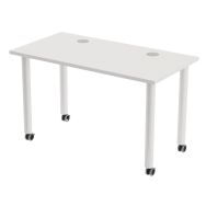 Table Tubo roulettes 120 x 60 cm Blanc Blanc