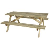 Table bancs Batz L 200 x 150 H 75 cm - à poser- pin traité