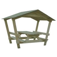 Table-bancs en bois sous toit - Procity