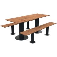 Table bancs MOKA trou parasol bois/métal - Buton Design