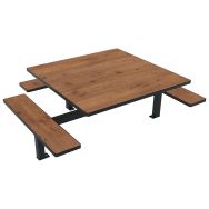 Table bancs ORPIN PMR carrée monobloc bois/métal - Buton Design