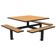 Table bancs ORPIN PMR monobloc trou parasol bois/métal - Buton Design