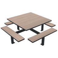 Table bancs ORPIN carrée monobloc bois/métal - Buton Design