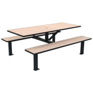 Table bancs ORPIN monobloc trou parasol bois/métal - Buton Design