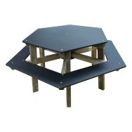 Table bancs hexagonale enfants RNT non peinte - Procity