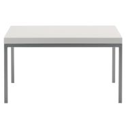 Table basse Atrium carr&eacute; plateau Blanc pied Alu