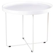Table basse Dave Ø 60 cm plateau Blanc pied métal Blanc