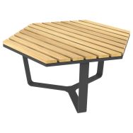 Table basse MACIS hexagonale Ø 98 cm robinier/acier anthracite 7016