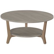 Table basse Zélos Ø 80 cm 2 plateaux hêtre/chêne foncé