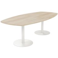 Table conférence Elga pied corolle 240x113 cm Plateau mélaminé Acacia/blanc