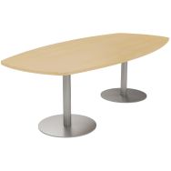 Table conférence Elga pied corolle 240x113 cm Plateau mélaminé Hêtre/alu