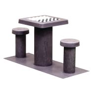 Table jeu dames tabourets 2 personnes béton