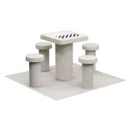 Table jeu dames tabourets 4 personnes béton