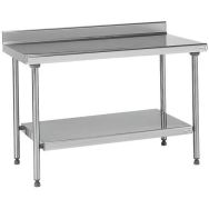 Table de préparation TOURNUS EQUIPEMENT à dosseret et avec étagère L.160 cm