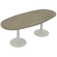 Table de réunion Foska ovale 200 x 110 cm piètement blanc coloris orme