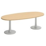 Table de réunion Foska ovale 240 x 110 cm piètement alu - chêne 2527