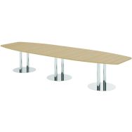 Table de réunion à pieds colonnes-400x130cm-Chêne-Chrome