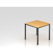 Table de réunion carrée à pieds noirs-80x80cm-Hêtre-Noir