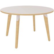 Table en plateau stratifié diam.120 cm H73,5cm blanc/blanc