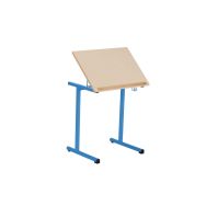 Table fixe Atlas pour handicapé plateau inclinable 70 x 50 cm,  piètement bleu
