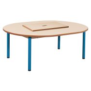 Table fixe Chloé plateau beige bac 4 pieds ovale - Mobidecor