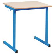 Table fixe Dico plateau 70 x 50 cm chants alaisés - T6 - piétement bleu