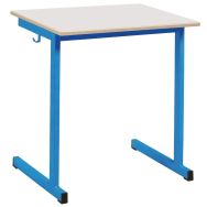 Table fixe Dico plateau 70 x 50 cm chants plaqués - T6 - piétement bleu