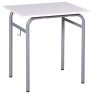 Table fixe Romane 70 x 50 cm - chants plaqués - Taille 6 - Piétement gris alu
