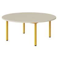 Table maternelle Atlas plateau mélaminé beige ABS Ø 120 cmT1 jaune