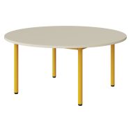 Table maternelle Atlas plateau mélaminé beige ABS Ø 120 cmT2 jaune