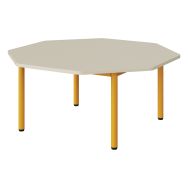 Table maternelle Atlas plateau mélaminé beige ABS octogonale 120 cm T1 jaune