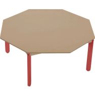 Table plateau hêtre Lili octogonale T1 corail