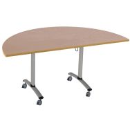 Table pliante Axe demi-lune 136x68 cm coloris hêtre/aluminium