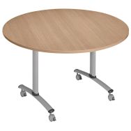 Table pliante Axe ronde Ø 120 cm coloris hêtre/aluminium